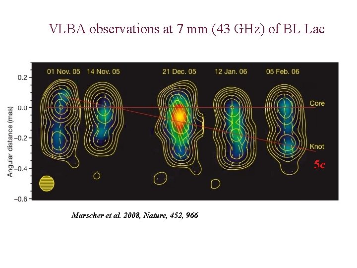 VLBA observations at 7 mm (43 GHz) of BL Lac 5 c Marscher et
