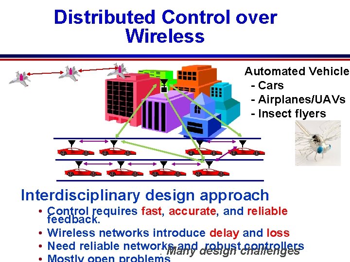 Distributed Control over Wireless Automated Vehicles - Cars - Airplanes/UAVs - Insect flyers Interdisciplinary