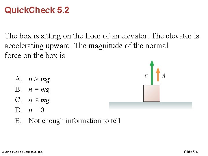 Quick. Check 5. 2 The box is sitting on the floor of an elevator.
