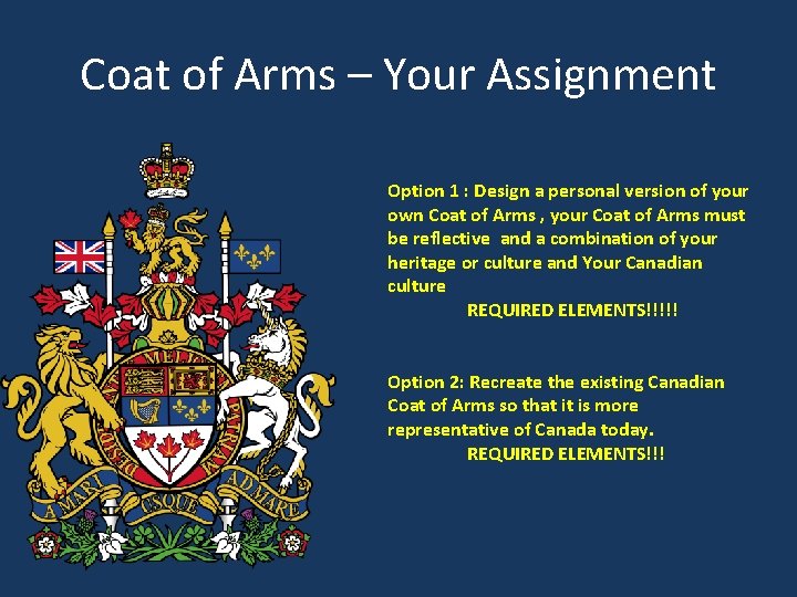 Coat of Arms – Your Assignment Option 1 : Design a personal version of