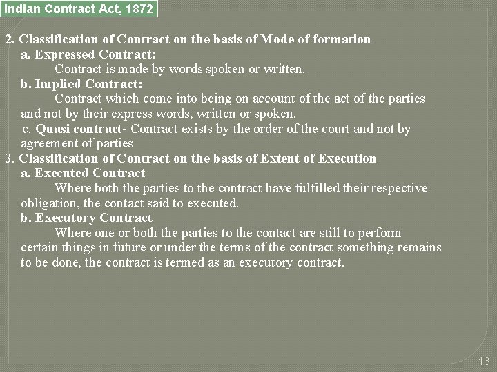 Indian Contract Act, 1872 2. Classification of Contract on the basis of Mode of