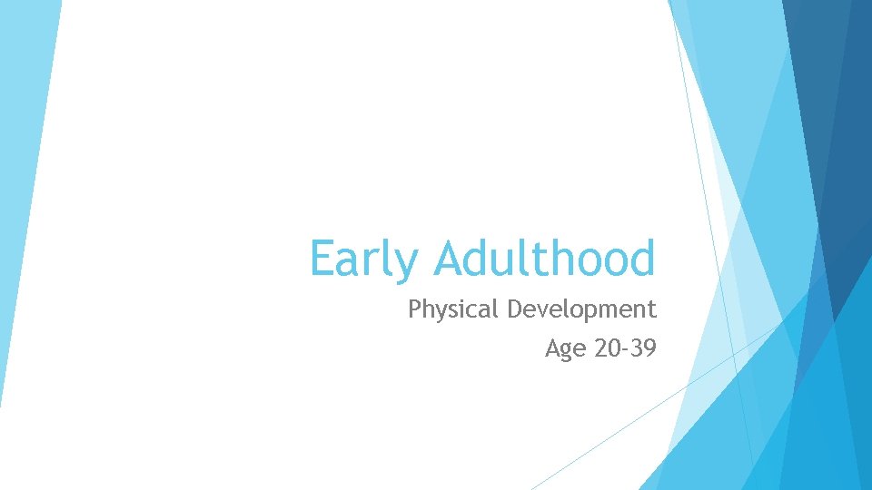 Early Adulthood Physical Development Age 20 -39 