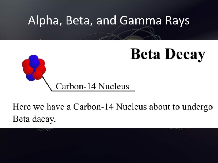 Alpha, Beta, and Gamma Rays • Beta decay 