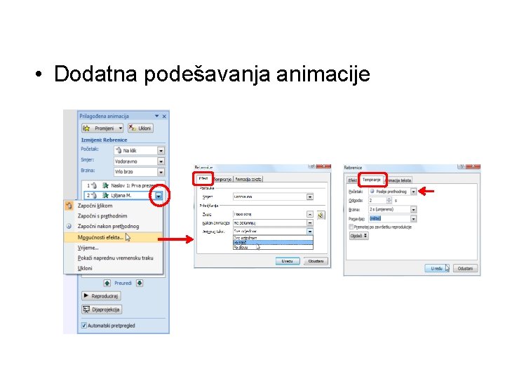  • Dodatna podešavanja animacije 