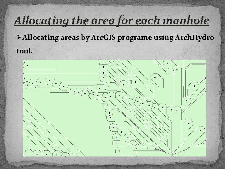 Allocating the area for each manhole ØAllocating areas by Arc. GIS programe using Arch.