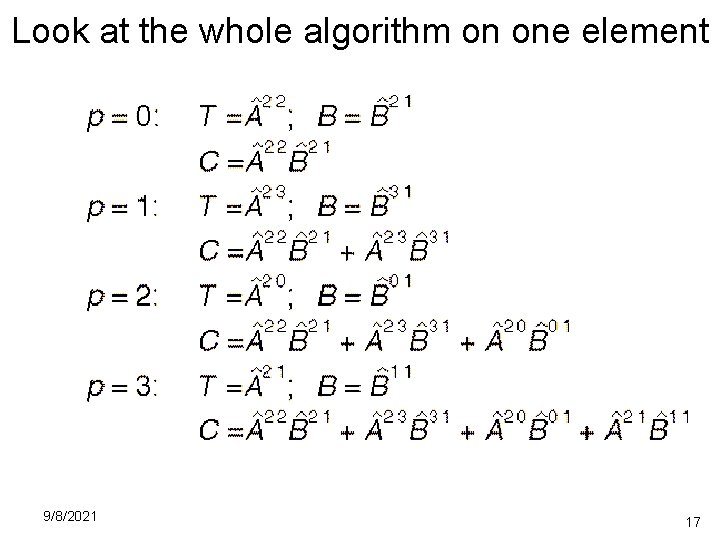 Look at the whole algorithm on one element 9/8/2021 17 