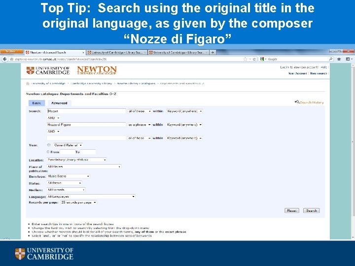 Top Tip: Search using the original title in the original language, as given by