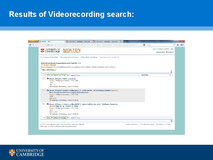 Results of Videorecording search: 