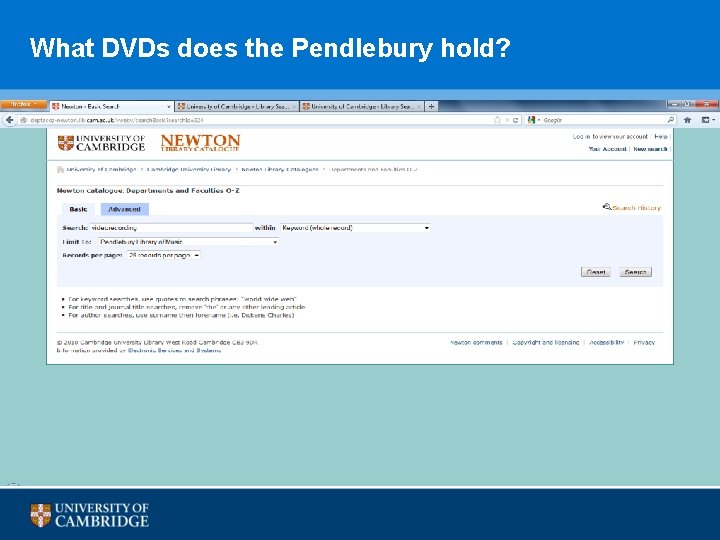 What DVDs does the Pendlebury hold? 