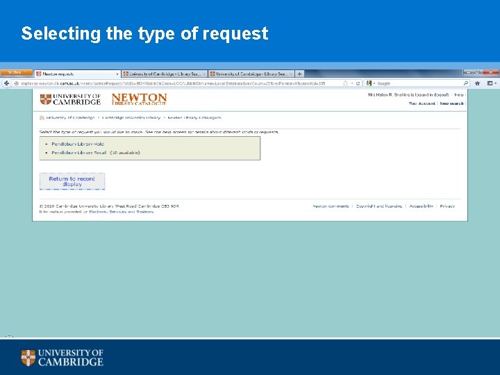 Selecting the type of request 