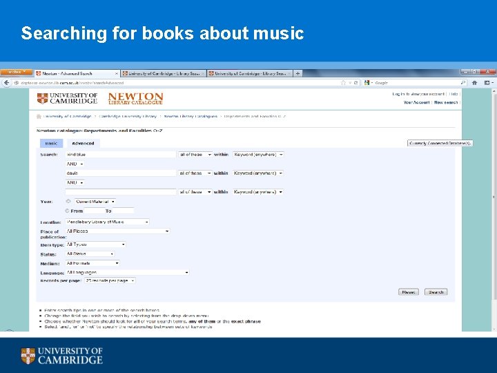 Searching for books about music 