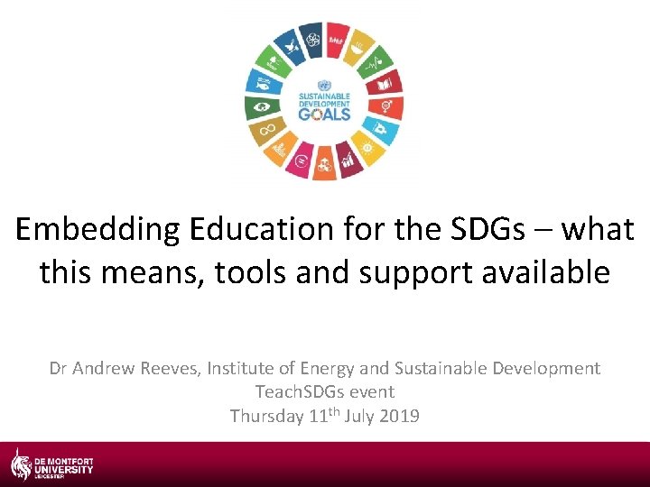 Embedding Education for the SDGs – what this means, tools and support available Dr