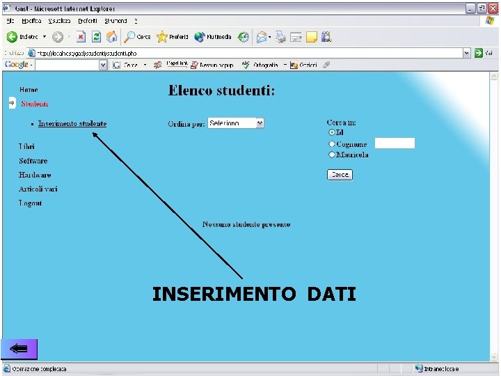 INSERIMENTO DATI 