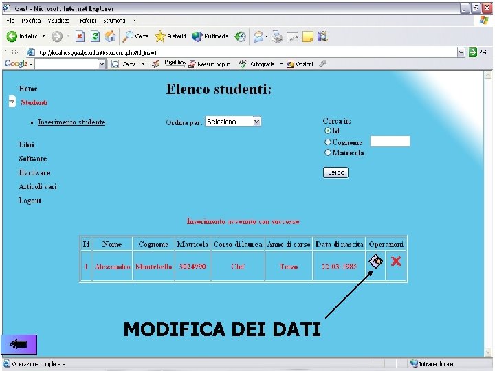 MODIFICA DEI DATI 