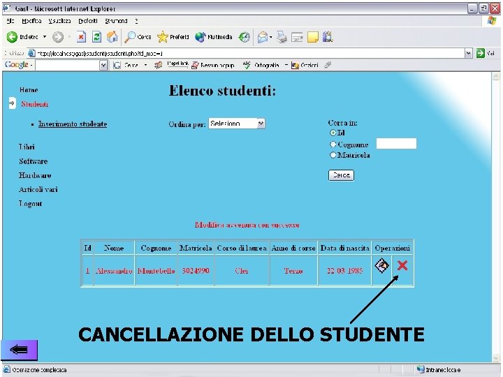 CANCELLAZIONE DELLO STUDENTE 