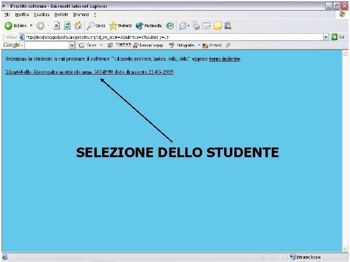 SELEZIONE DELLO STUDENTE 