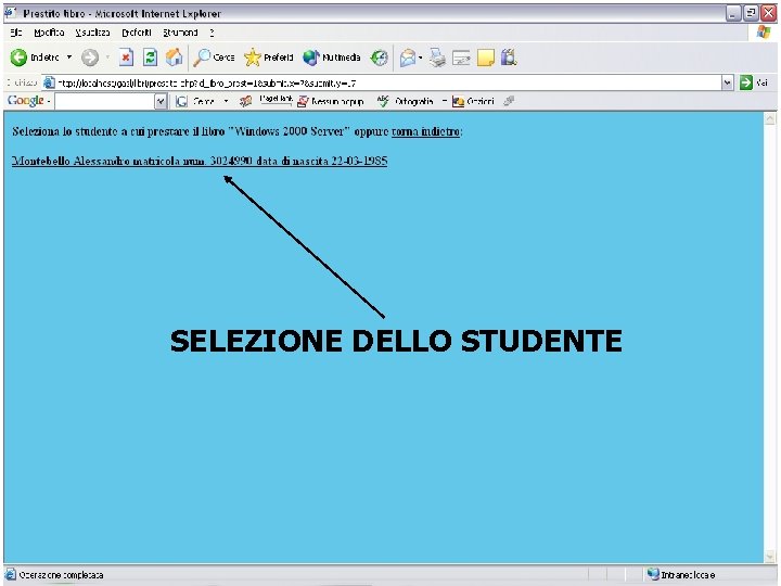 SELEZIONE DELLO STUDENTE 