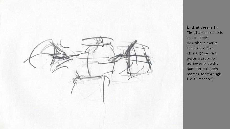 Look at the marks. They have a semiotic value – they describe in marks