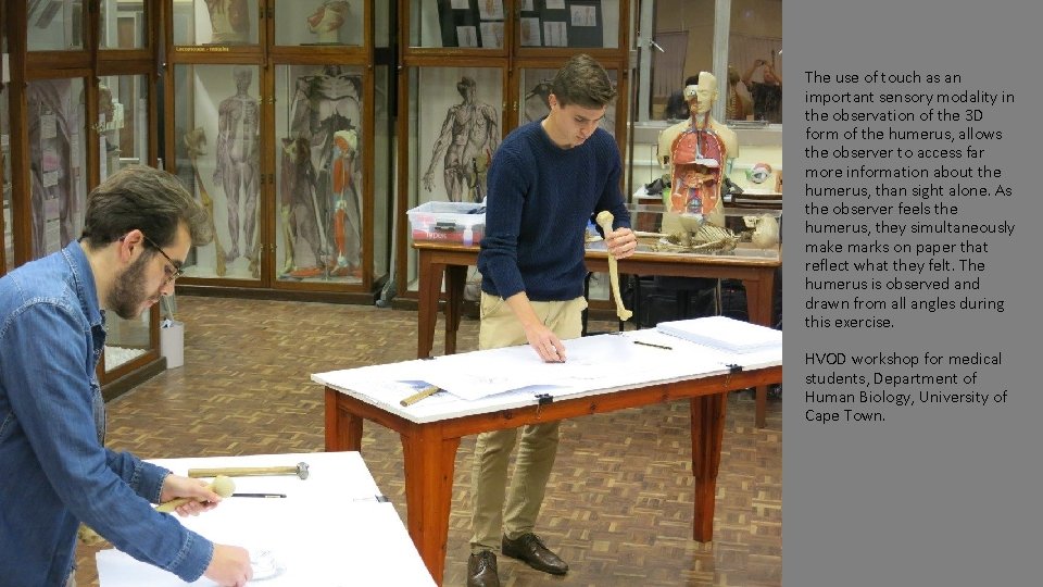 The use of touch as an important sensory modality in the observation of the