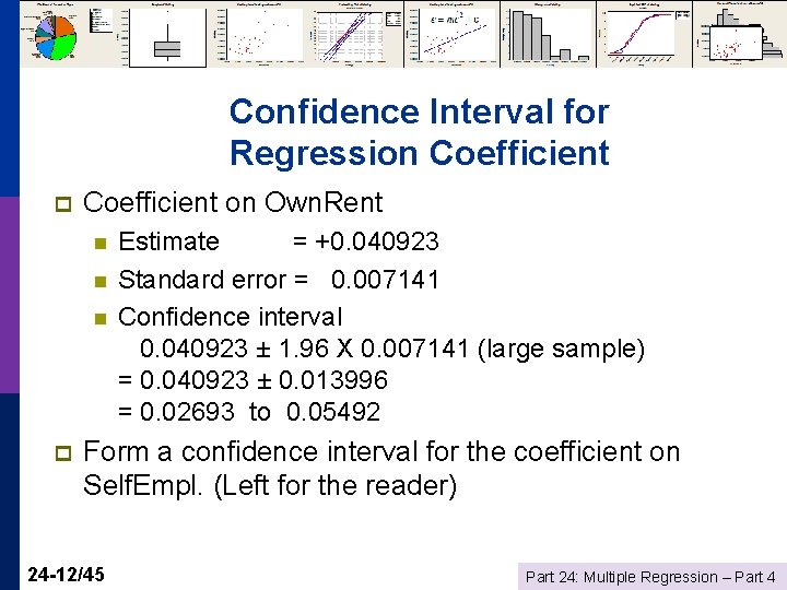 Confidence Interval for Regression Coefficient p Coefficient on Own. Rent n n n p