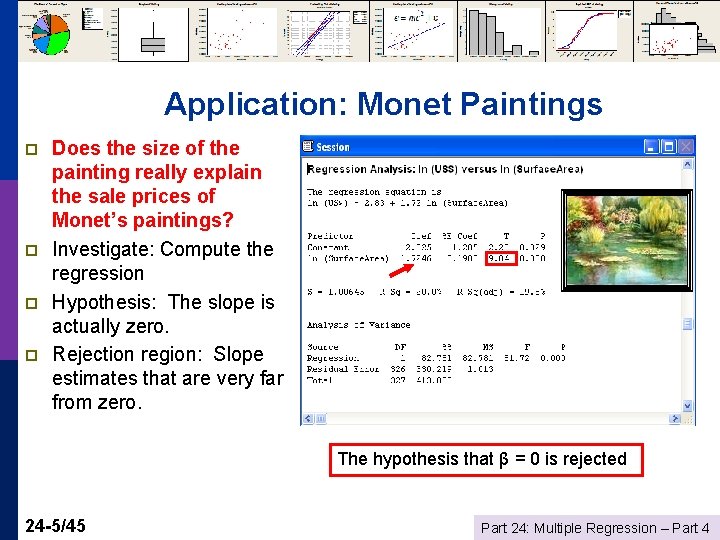 Application: Monet Paintings p p Does the size of the painting really explain the