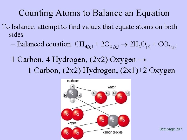 Counting Atoms to Balance an Equation To balance, attempt to find values that equate