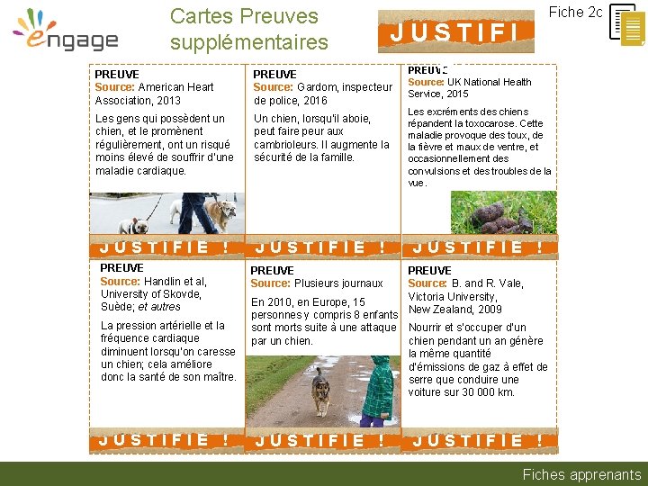 Cartes Preuves supplémentaires JUSTIFI E! PREUVE Source: American Heart Association, 2013 PREUVE Source: Gardom,