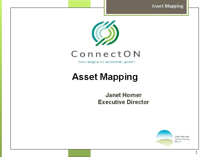 Asset Mapping Janet Horner Executive Director 1 