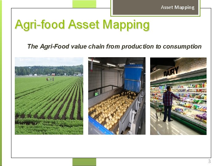 Asset Mapping Agri-food Asset Mapping The Agri-Food value chain from production to consumption 3