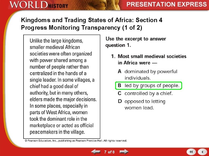 Kingdoms and Trading States of Africa: Section 4 Progress Monitoring Transparency (1 of 2)