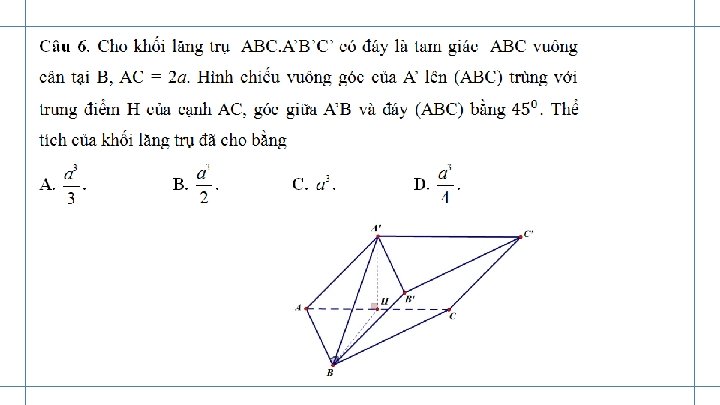 khối lăng trụ đã cho bằng 