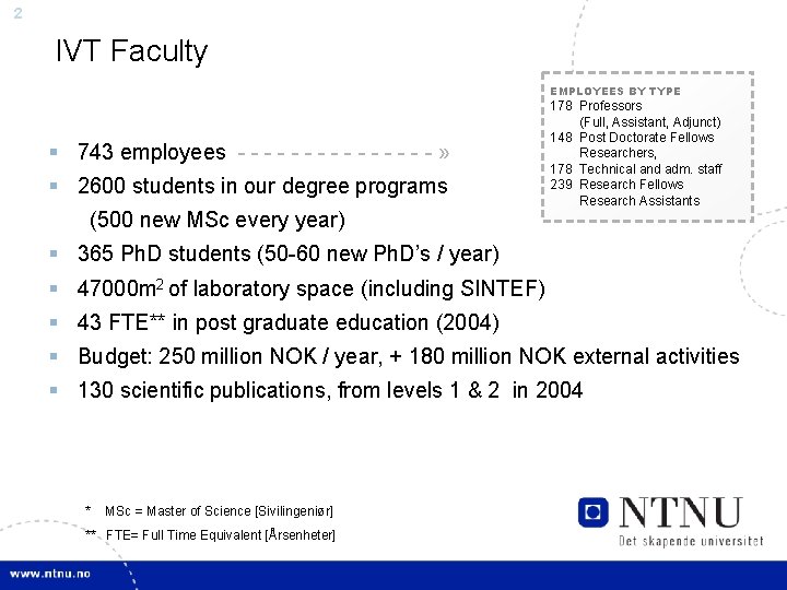 2 IVT Faculty EMPLOYEES BY TYPE § 743 employees - - - - »