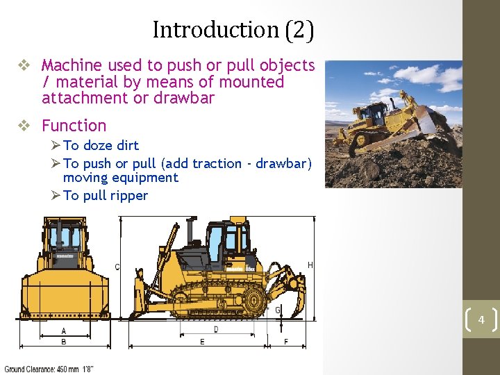 Introduction (2) v Machine used to push or pull objects / material by means