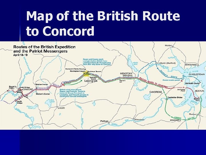 Map of the British Route to Concord 