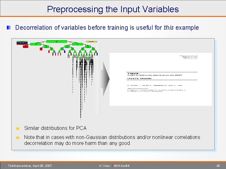 Preprocessing the Input Variables Decorrelation of variables before training is useful for this example