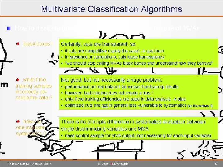 Multivariate Classification Algorithms How to dissipate (often diffuse) skepticism against the use of MVAs