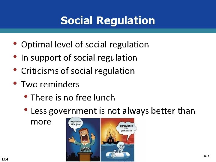 Social Regulation • • LO 4 Optimal level of social regulation In support of