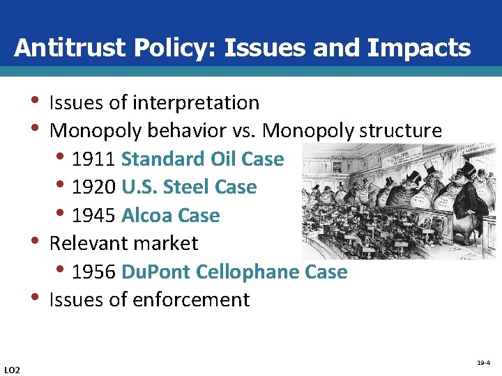 Antitrust Policy: Issues and Impacts • • LO 2 Issues of interpretation Monopoly behavior