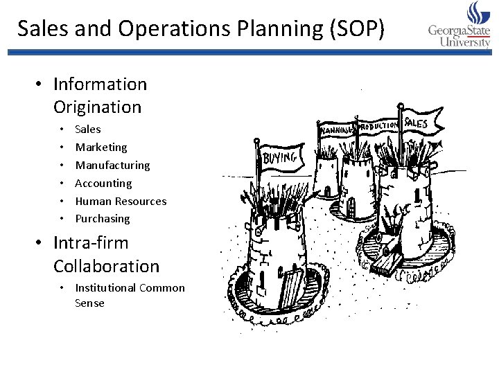 Sales and Operations Planning (SOP) • Information Origination • • • Sales Marketing Manufacturing