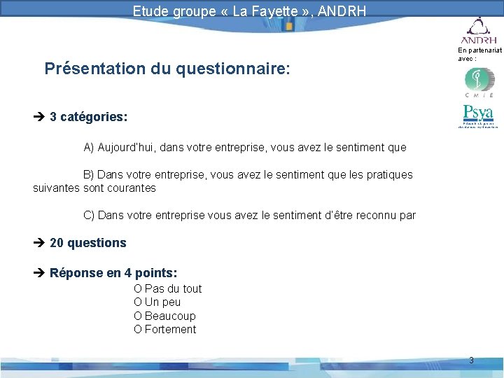 Prévention et gestion des risques psychosociaux Etude groupe « La Fayette » , ANDRH