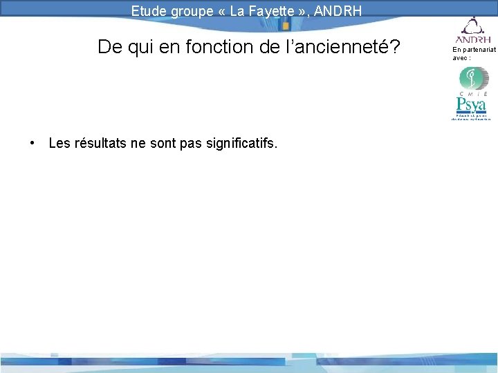 Prévention et gestion des risques psychosociaux Etude groupe « La Fayette » , ANDRH