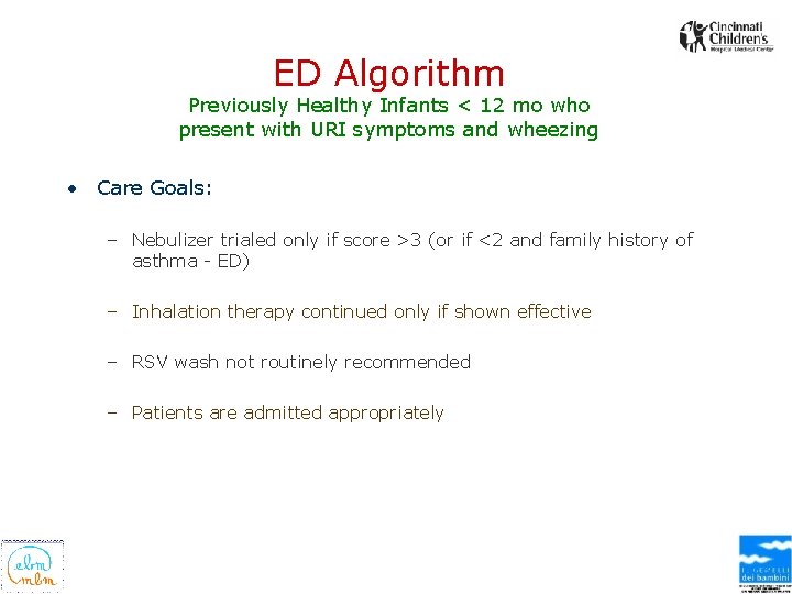 ED Algorithm Previously Healthy Infants < 12 mo who present with URI symptoms and