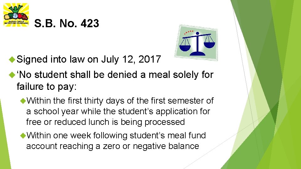 S. B. No. 423 Signed into law on July 12, 2017 ‘No student shall