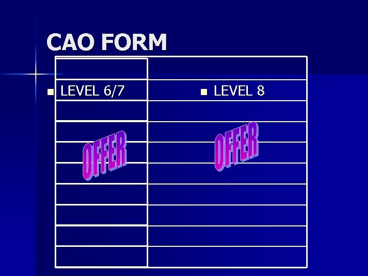 CAO FORM n LEVEL 6/7 n LEVEL 8 