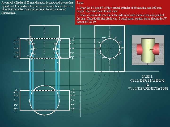 A vertical cylinder of 60 mm diameter is penetrated by another cylinder of 40