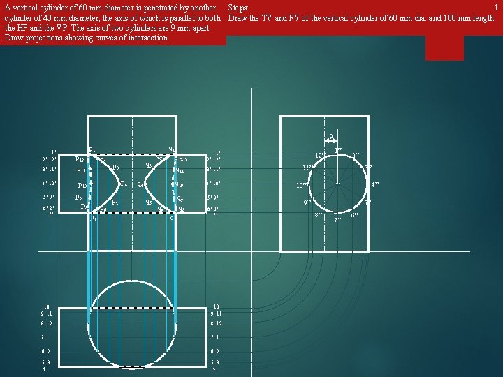 A vertical cylinder of 60 mm diameter is penetrated by another Steps: 1. cylinder