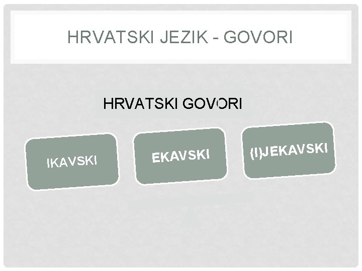 HRVATSKI JEZIK - GOVORI HRVATSKI GOVORI IKAVSKI EKAVSKI (I)JEKAVSKI 