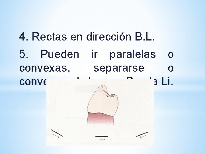 4. Rectas en dirección B. L. 5. Pueden ir paralelas o convexas, separarse o