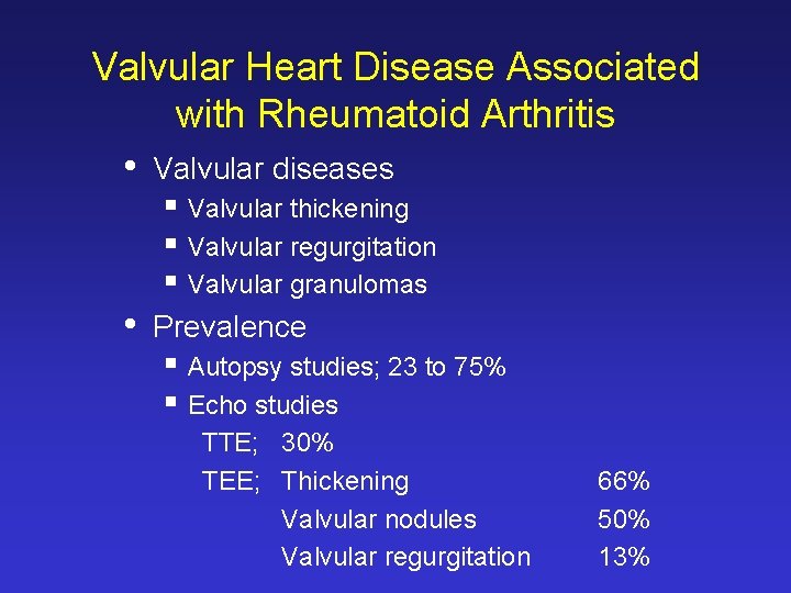 Valvular Heart Disease Associated with Rheumatoid Arthritis • Valvular diseases § Valvular thickening § Valvular Heart Disease Associated with Rheumatoid Arthritis • Valvular diseases § Valvular thickening §