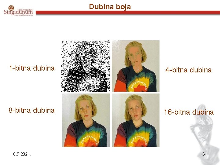 Dubina boja 1 -bitna dubina 4 -bitna dubina 8 -bitna dubina 16 -bitna dubina